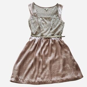 Charlotte Russe Lace and Satin Dress Blush Pink and Cream Champagne Accent Belt